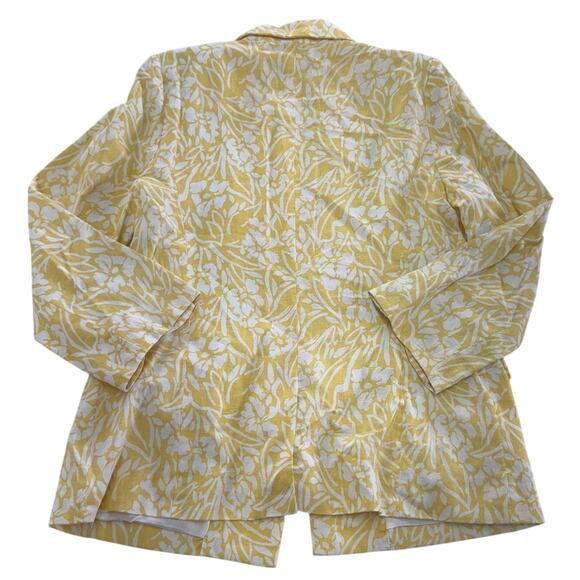 Anthropologie Skies‎ Are Blue Blazer Womens Small Yellow Floral Linen Jacket - Picture 2 of 9